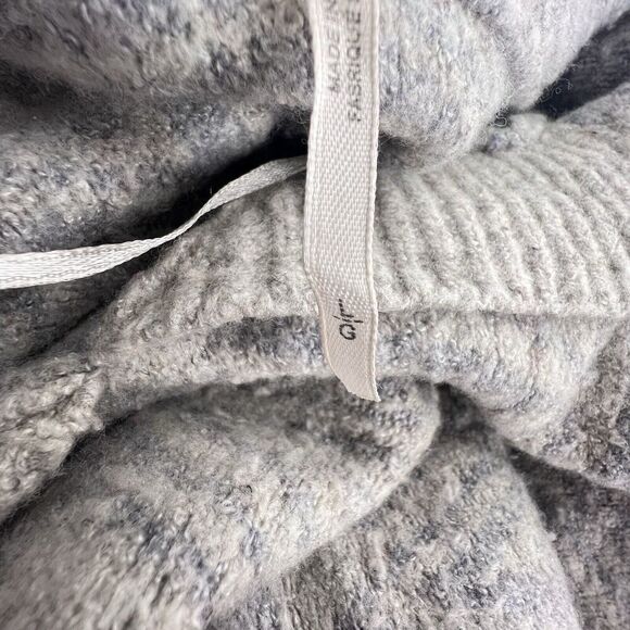 Free People Wool Blend V-neck Sweater womens Size Large Gray White Hooded - Picture 8 of 10